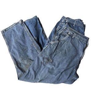 Carhartt FR Jeans Men's 36x34 Blue Denim Fire Resistant‎ Lot Of 2 Workwear Worn